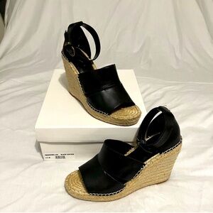 Treasure & Bond Black Leather Sannibel Wedges EUC